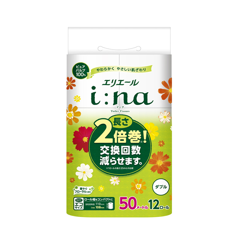 エリエール i:na（イーナ）トイレットティシュー 2倍巻 ダブル