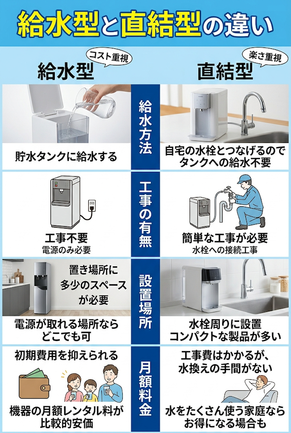 宅配型ウォーターサーバーとの違い
