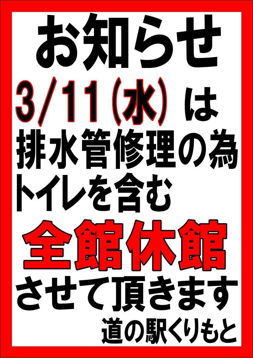 3/11(水)全館休館